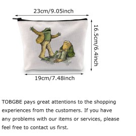 TOBGBE Frog Story Book Inspired Gift Best Friend Gift Frog Cottagecore Makeup Bag Funny Frog Cosmetic Bag Cottagecore Aesthetic Frog Gift (Look Frogs)