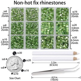 LPBeads 6000 Pieces Light Green Non Hotfix Rhinestones 6 Sizes Round Crystal Glass Flat Back Rhinestones with Tweezers and Picking Pen for Nail Art Crafts Bags DIY LPBeads 6000 Pieces Light Green Non Hotfix Rhinestones 6 Sizes Round Crystal Glass Flat Back Rhinestones with Tweezers and Picking Pen for Nail Art Crafts Bags DIY