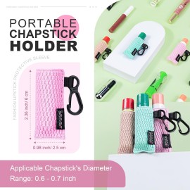 SIDESUGAR 3 PCS Lip Balm Sleeves Elastic Chapstick Holder Key Chain Tight-Knit Lip Gloss Holder Keychain - Black