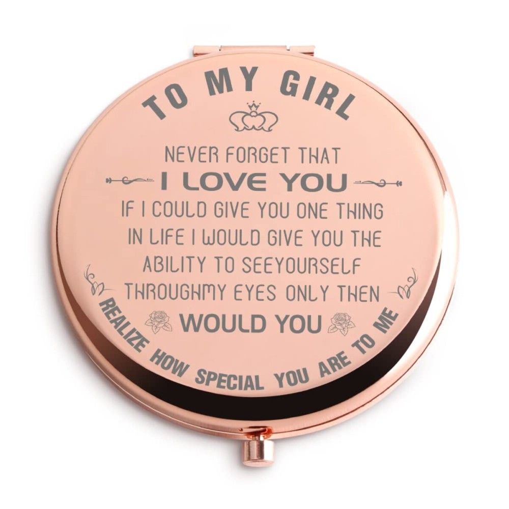 Daughter Gifts from Mom and Dad - Rose Gold Compact Mirrors, Unique Ideas for Personalized Wedding, Birthday, Graduation - for My Girl