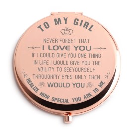 Daughter Gifts from Mom and Dad - Rose Gold Compact Mirrors, Unique Ideas for Personalized Wedding, Birthday, Graduation - for My Girl