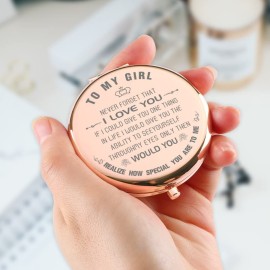 Daughter Gifts from Mom and Dad - Rose Gold Compact Mirrors, Unique Ideas for Personalized Wedding, Birthday, Graduation - for My Girl