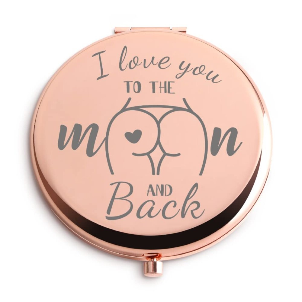 Dyukonirty Rose Gold Compact Mirror - Engraved \'I Love You\' - Portable & Folding - 2.5L x 2.5W - Perfect for Makeup & Gifts