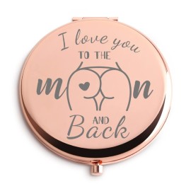 Dyukonirty Rose Gold Compact Mirror - Engraved \'I Love You\' - Portable & Folding - 2.5L x 2.5W - Perfect for Makeup & Gifts