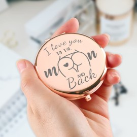 Dyukonirty Rose Gold Compact Mirror - Engraved \'I Love You\' - Portable & Folding - 2.5L x 2.5W - Perfect for Makeup & Gifts