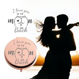 Dyukonirty Rose Gold Compact Mirror - Engraved \'I Love You\' - Portable & Folding - 2.5L x 2.5W - Perfect for Makeup & Gifts