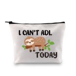 G2TUP Occupational Therapy Therapist Gift I Can\'t ADL Today Makeup Bag OT Life Sloth Cosmetic Bag Occupational Therapist Joke Gift Zipper Travel Bag (I Can\'t ADL Today White Bag)