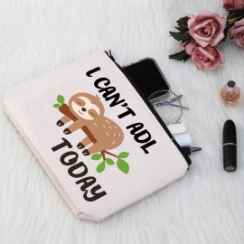 G2TUP Occupational Therapy Therapist Gift I Can\'t ADL Today Makeup Bag OT Life Sloth Cosmetic Bag Occupational Therapist Joke Gift Zipper Travel Bag (I Can\'t ADL Today White Bag)