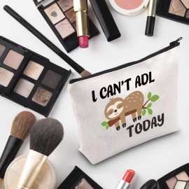 G2TUP Occupational Therapy Therapist Gift I Can\'t ADL Today Makeup Bag OT Life Sloth Cosmetic Bag Occupational Therapist Joke Gift Zipper Travel Bag (I Can\'t ADL Today White Bag)