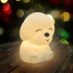 AULTRA Night Light for Kids - 16 Color USB Rechargeable Dog Lamp for Baby Nursery, Soft Silicone Night Light, 2 Brightness Levels, 10-Hour Use, Squishy Puppy Gift for Boys & Girls