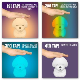 AULTRA Night Light for Kids - 16 Color USB Rechargeable Dog Lamp for Baby Nursery, Soft Silicone Night Light, 2 Brightness Levels, 10-Hour Use, Squishy Puppy Gift for Boys & Girls