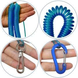 SIWRIOM Fishing Lanyard, Heavy Duty Coiled Lanyards Stainless Steel Wire Inside, Safety Rope Extension Cord Tether Retractable Fishing Accessories for Rods, Pliers, Boating, Paddles, Kayak