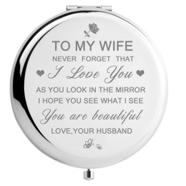 Peayale Gifts for Wife from Husband,Gift to My Wife Gifts for Women Who Have Everything Personalized Compact Mirror (Love My Wife)