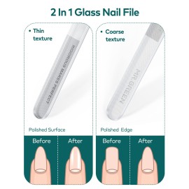 Upgraded Glass Nail File - Bilateral, Washable, Suitable for Natural Nails and Acrylic Nails