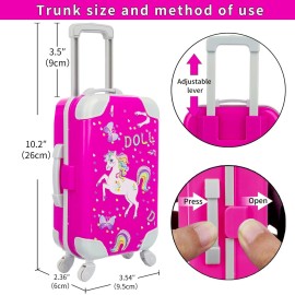 ZQDOLL American 18 Inch Doll Clothes and Accessories Travel Luggage Play Set Including 18 Inch Doll Clothes Travel Suitcase Travel Pillow and Eye Mask(NO Dolls)