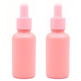 2 Pcs 30ml Pink Glass Dropper Bottles Empty Refillable Essential Oil Dropper Bottles Makeup Cosmetic Sample Storage Containers with Glass Dropper for Essential Oils Perfume Aromatherapy Liquid
