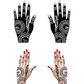 Kotbs 18 Sheets Temporary Tattoo Stencils, Indian Arabian Henna Tattoo Stencils, Glitter Airbrush Tattoo Stickers for Women Boys Girls Hand Body Art