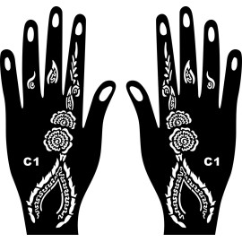 Kotbs 18 Sheets Temporary Tattoo Stencils, Indian Arabian Henna Tattoo Stencils, Glitter Airbrush Tattoo Stickers for Women Boys Girls Hand Body Art