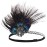 GENBREE 1920s Flapper Headband Gatsby Feather Headpiece Black Peacock Hair Accessories for Women
