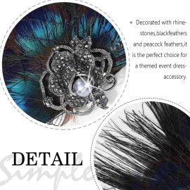 GENBREE 1920s Flapper Headband Gatsby Feather Headpiece Black Peacock Hair Accessories for Women GENBREE 1920s Flapper Headband Gatsby Feather Headpiece Black Peacock Hair Accessories for Women