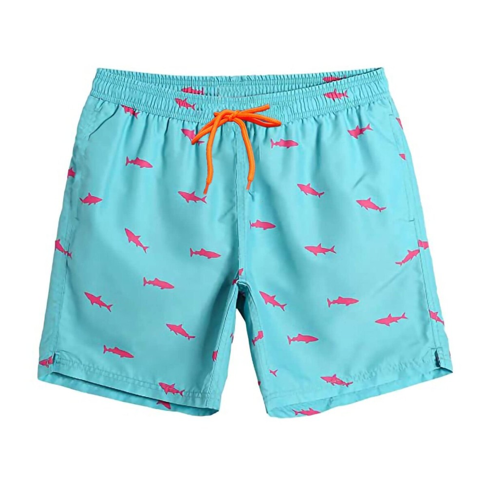 Emosua Men\'s Pink Dissolving Swim Trunks - Large, Graphic Print Bird Theme - Party Gift for Bros - 100% Polyester, Mid Rise, Adjustable Drawstring - Machine Wash