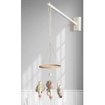Crib Mobile Wooden Arm, Wall Mounted Suitable for All Cribs 100% Natural Larch Hanger Nusery Decor Baby Room Safe Holder(Mobile is not Included