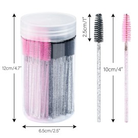 G2PLUS 100PCS Eyelash Brush, Ajustable Disposable Mascara Wands, Crystal Lash Spoolie, Eyebrow Spoolie Brush with Container for Makeup, Eyelash Extensions (Black+Pink) G2PLUS 100PCS Eyelash Brush, Ajustable Disposable Mascara Wands, Crystal Lash Spoolie, Eyebrow Spoolie Brush with Container for Makeup, Eyelash Extensions (Black+Pink)