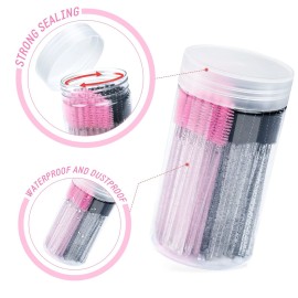 G2PLUS 100PCS Eyelash Brush, Ajustable Disposable Mascara Wands, Crystal Lash Spoolie, Eyebrow Spoolie Brush with Container for Makeup, Eyelash Extensions (Black+Pink) G2PLUS 100PCS Eyelash Brush, Ajustable Disposable Mascara Wands, Crystal Lash Spoolie, Eyebrow Spoolie Brush with Container for Makeup, Eyelash Extensions (Black+Pink)