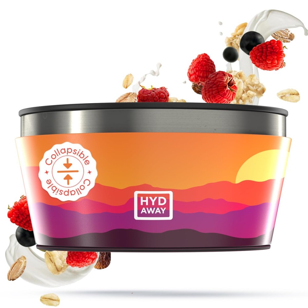 HYDAWAY 1-Quart Collapsible Insulated Bowl with Lid - BPA-Free, Leak-Resistant, Space-Saving Camp Bowl - Ideal for Hiking, Travel & Outdoor Meals