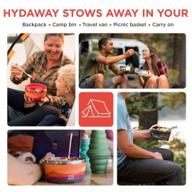 HYDAWAY 1-Quart Collapsible Insulated Bowl with Lid - BPA-Free, Leak-Resistant, Space-Saving Camp Bowl - Ideal for Hiking, Travel & Outdoor Meals