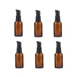 vipolish 6 PCS 30ML (1 Ounce) Empty Amber Glass Lotion Pump Press Bottle Cream Lotion Foundation Container Dispenser Storage for Travel Business Trip