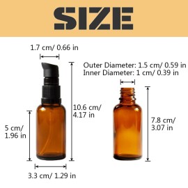 vipolish 6 PCS 30ML (1 Ounce) Empty Amber Glass Lotion Pump Press Bottle Cream Lotion Foundation Container Dispenser Storage for Travel Business Trip