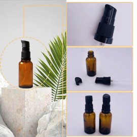 vipolish 6 PCS 30ML (1 Ounce) Empty Amber Glass Lotion Pump Press Bottle Cream Lotion Foundation Container Dispenser Storage for Travel Business Trip