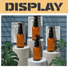 vipolish 6 PCS 30ML (1 Ounce) Empty Amber Glass Lotion Pump Press Bottle Cream Lotion Foundation Container Dispenser Storage for Travel Business Trip