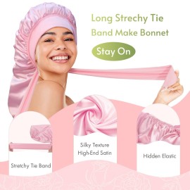 BONNET QUEEN Silk Bonnet for Sleeping Satin Bonnet Braid Bonnet Hair Bonnet for Long Hair Pink Bonnet with Tie Band for Women Curly Hair Locs Weaves BONNET QUEEN Silk Bonnet for Sleeping Satin Bonnet Braid Bonnet Hair Bonnet for Long Hair Pink Bonnet with Tie Band for Women Curly Hair Locs Weaves