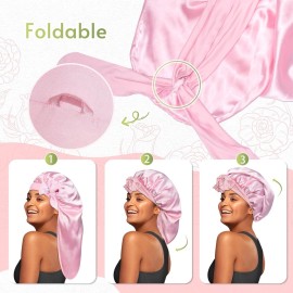 BONNET QUEEN Silk Bonnet for Sleeping Satin Bonnet Braid Bonnet Hair Bonnet for Long Hair Pink Bonnet with Tie Band for Women Curly Hair Locs Weaves BONNET QUEEN Silk Bonnet for Sleeping Satin Bonnet Braid Bonnet Hair Bonnet for Long Hair Pink Bonnet with Tie Band for Women Curly Hair Locs Weaves