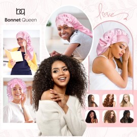 BONNET QUEEN Silk Bonnet for Sleeping Satin Bonnet Braid Bonnet Hair Bonnet for Long Hair Pink Bonnet with Tie Band for Women Curly Hair Locs Weaves BONNET QUEEN Silk Bonnet for Sleeping Satin Bonnet Braid Bonnet Hair Bonnet for Long Hair Pink Bonnet with Tie Band for Women Curly Hair Locs Weaves