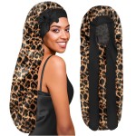 BONNET QUEEN Braid Bonnet for Sleeping Extra Long Silk Bonnet for Braids Satin Bonnet for Sleeping Satin Hair Bonnet Locs with Tie Band Leopard