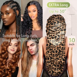BONNET QUEEN Braid Bonnet for Sleeping Extra Long Silk Bonnet for Braids Satin Bonnet for Sleeping Satin Hair Bonnet Locs with Tie Band Leopard BONNET QUEEN Braid Bonnet for Sleeping Extra Long Silk Bonnet for Braids Satin Bonnet for Sleeping Satin Hair Bonnet Locs with Tie Band Leopard