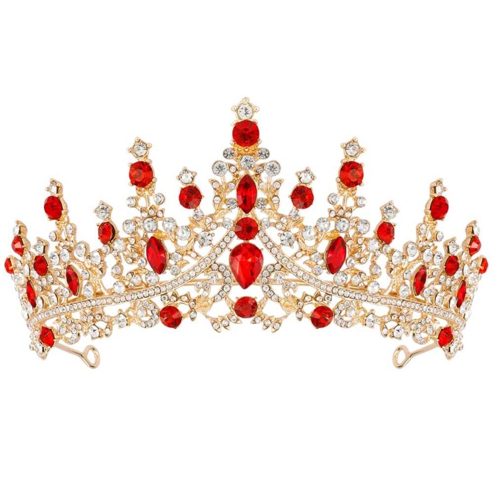 CURASA Gold & Red Crystal Queen Princess Birthday Crown for Women Girls Gorgeous Tiaras for Wedding Prom Costume Jewelry Hair Accessories for Women CURASA Gold & Red Crystal Queen Princess Birthday Crown for Women Girls Gorgeous Tiaras for Wedding Prom Costume Jewelry Hair Accessories for Women