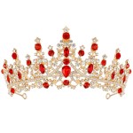 CURASA Gold & Red Crystal Queen Princess Birthday Crown for Women Girls Gorgeous Tiaras for Wedding Prom Costume Jewelry Hair Accessories for Women