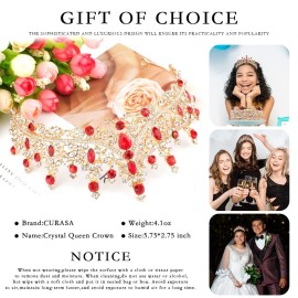 CURASA Gold & Red Crystal Queen Princess Birthday Crown for Women Girls Gorgeous Tiaras for Wedding Prom Costume Jewelry Hair Accessories for Women CURASA Gold & Red Crystal Queen Princess Birthday Crown for Women Girls Gorgeous Tiaras for Wedding Prom Costume Jewelry Hair Accessories for Women