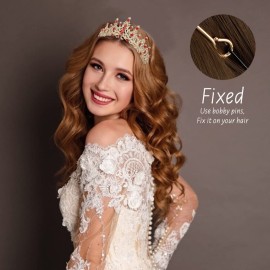 CURASA Gold & Red Crystal Queen Princess Birthday Crown for Women Girls Gorgeous Tiaras for Wedding Prom Costume Jewelry Hair Accessories for Women CURASA Gold & Red Crystal Queen Princess Birthday Crown for Women Girls Gorgeous Tiaras for Wedding Prom Costume Jewelry Hair Accessories for Women