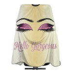 Carwayii Barber Cape Hello Girl Gorgeous Pink Eyelash Glitters Professional Salon Apron Water Resistant Golden Yellow Hair Cutting Cape Anti-Static Barbershop Kits For Women 55\'\'X66\'\'
