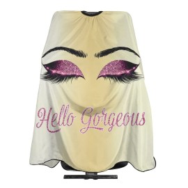 Carwayii Barber Cape Hello Girl Gorgeous Pink Eyelash Glitters Professional Salon Apron Water Resistant Golden Yellow Hair Cutting Cape Anti-Static Barbershop Kits For Women 55\'\'X66\'\'
