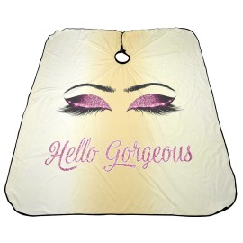 Carwayii Barber Cape Hello Girl Gorgeous Pink Eyelash Glitters Professional Salon Apron Water Resistant Golden Yellow Hair Cutting Cape Anti-Static Barbershop Kits For Women 55\'\'X66\'\'
