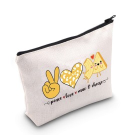 POFULL Funny Mac and Cheese Love Food Gift Peace Love Mac and Cheese Cosmetic Bag Macaroni And Cheese Gift (peace love mac bag)