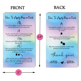 MAOSH Press-On Nail Application Instructions Cards, Aftercare Instructions Cards, 50 Pack 2 x 3.5\'\' inch Business Card Size, DIY Press-On Nail Kit, White (0406038)