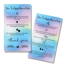MAOSH Press-On Nail Application Instructions Cards, Aftercare Instructions Cards, 50 Pack 2 x 3.5\'\' inch Business Card Size, DIY Press-On Nail Kit, White (0406038)