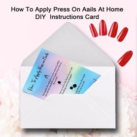 MAOSH Press-On Nail Application Instructions Cards, Aftercare Instructions Cards, 50 Pack 2 x 3.5\'\' inch Business Card Size, DIY Press-On Nail Kit, White (0406038)